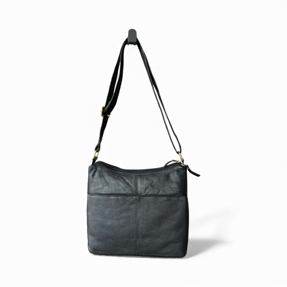 Great American Leather Works black leather organizer shoulder bag - Picture 2 of 5